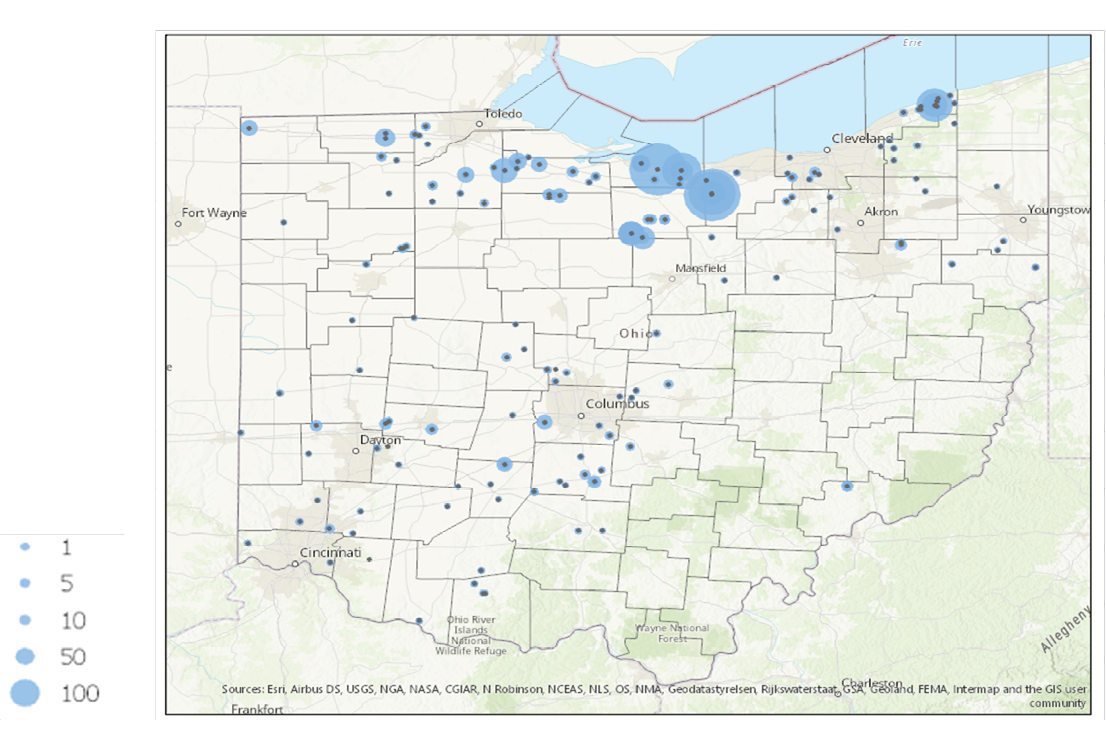 Figure 2. H-2A Worksites in Ohio, 2022